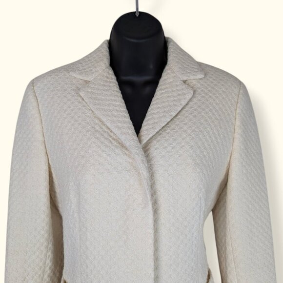 Tahari Off-White Knit Wool Blend Coat - Picture 2 of 7